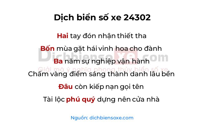 Dịch thơ biển số 24302
