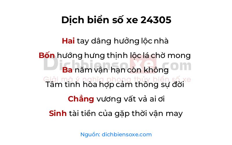 Dịch thơ biển số 24305