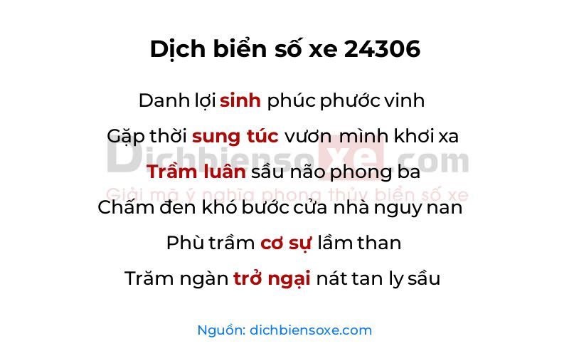 Dịch thơ biển số 24306