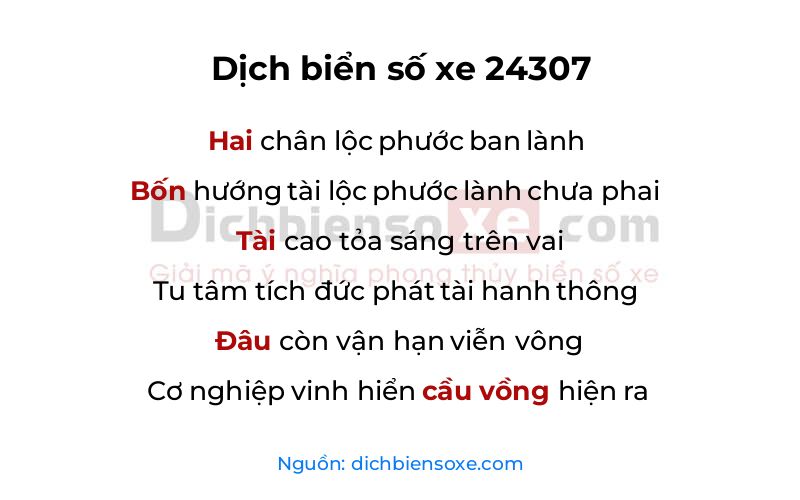 Dịch thơ biển số 24307