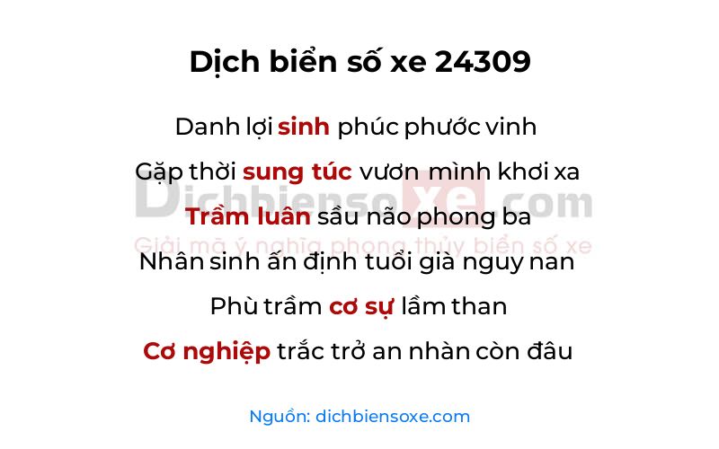 Dịch thơ biển số 24309