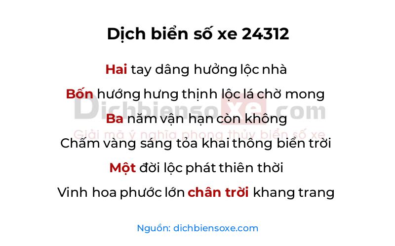 Dịch thơ biển số 24312