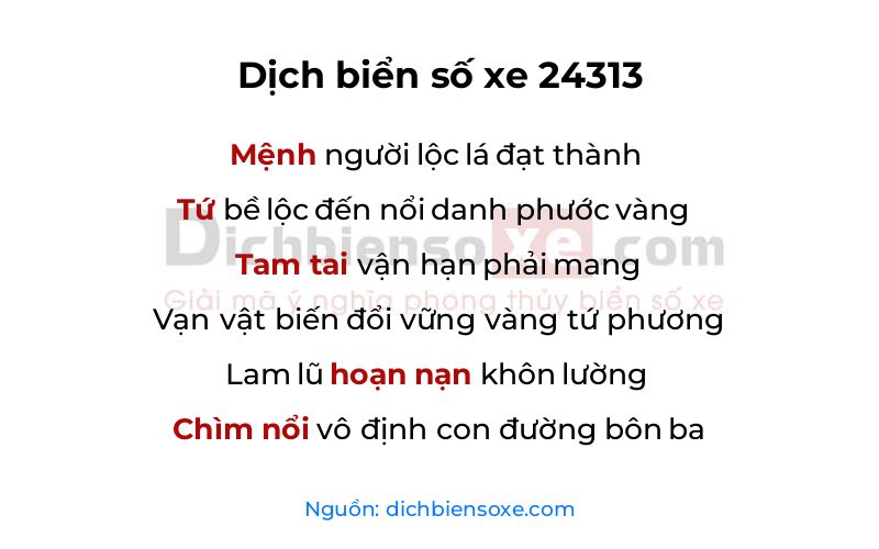 Dịch thơ biển số 24313