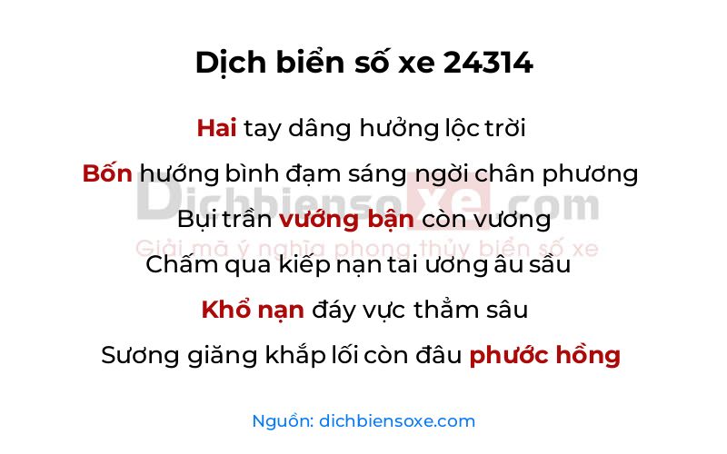 Dịch thơ biển số 24314