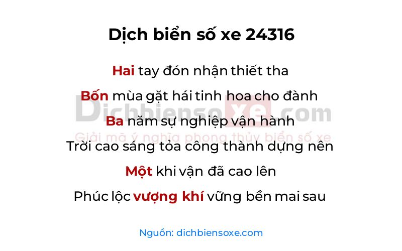 Dịch thơ biển số 24316