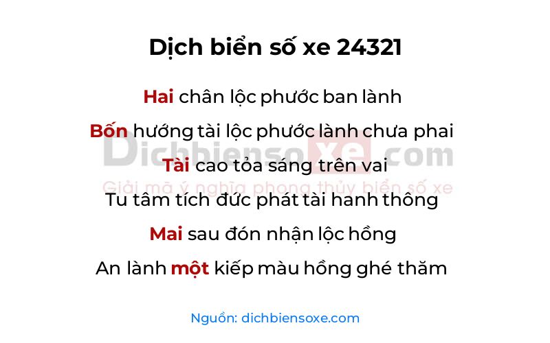 Dịch thơ biển số 24321