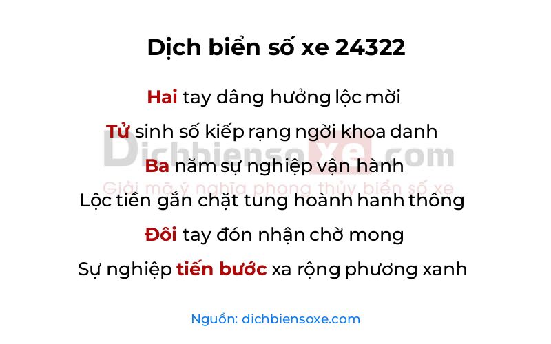 Dịch thơ biển số 24322