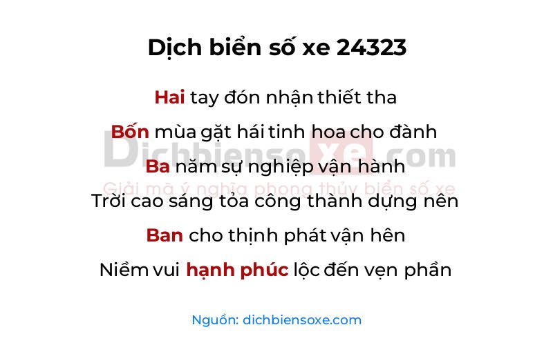 Dịch thơ biển số 24323