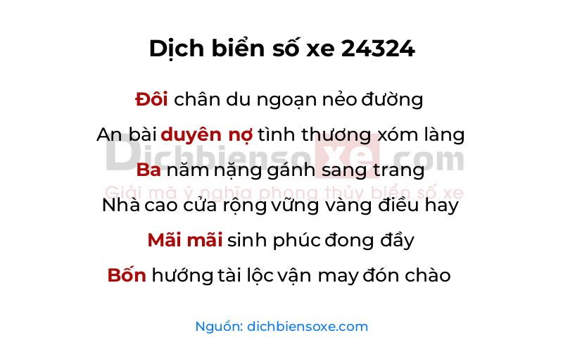Dịch thơ biển số 24324