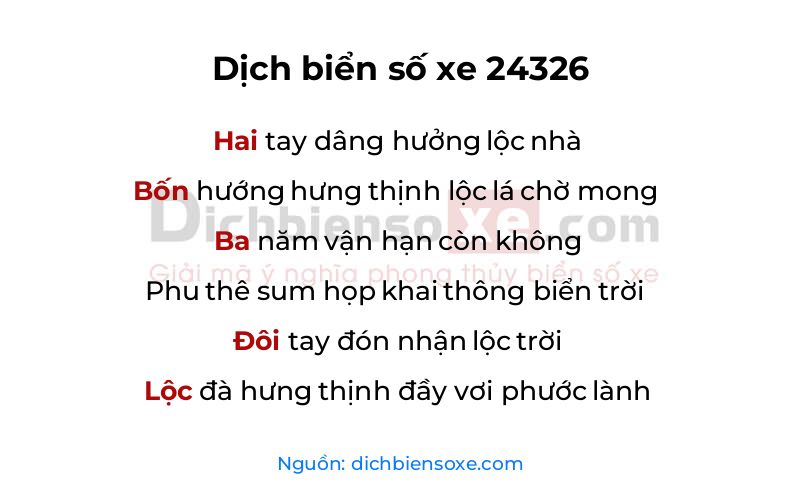 Dịch thơ biển số 24326