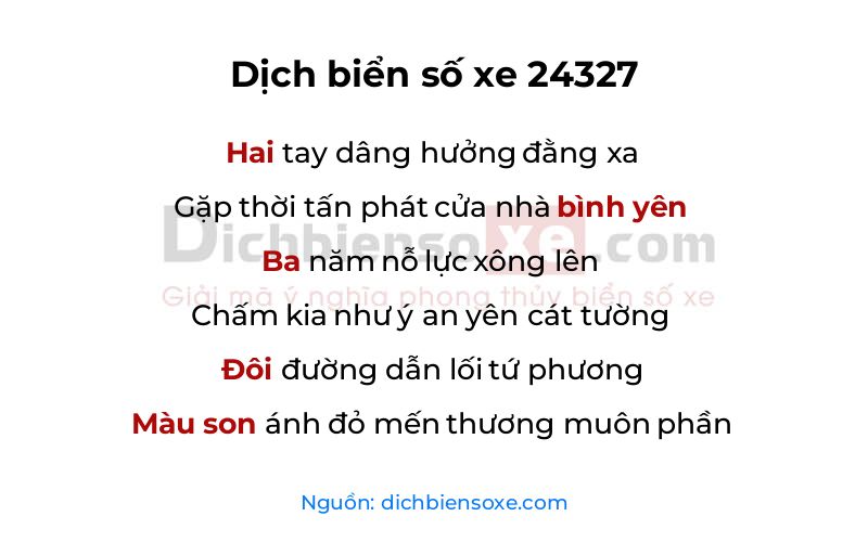 Dịch thơ biển số 24327