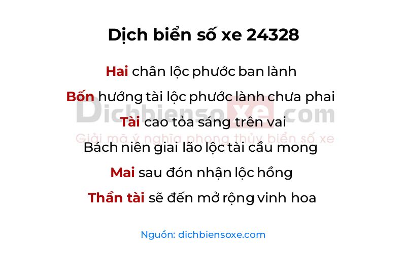 Dịch thơ biển số 24328