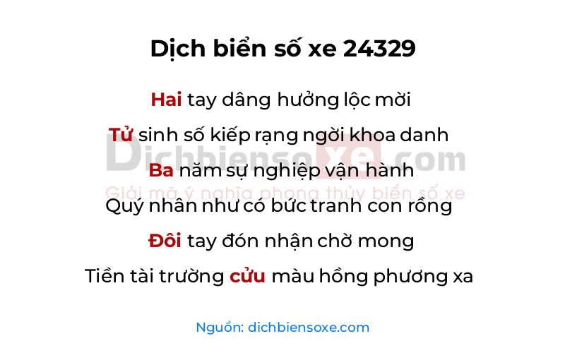 Dịch thơ biển số 24329