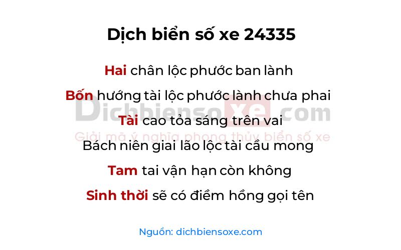 Dịch thơ biển số 24335