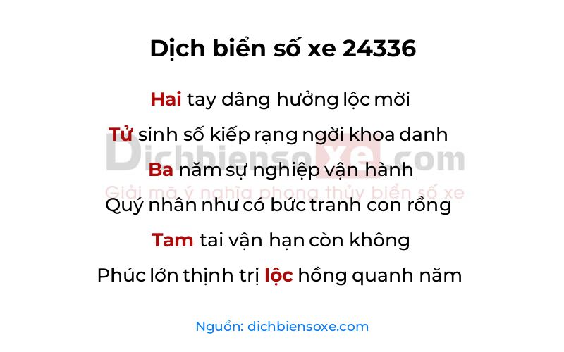 Dịch thơ biển số 24336