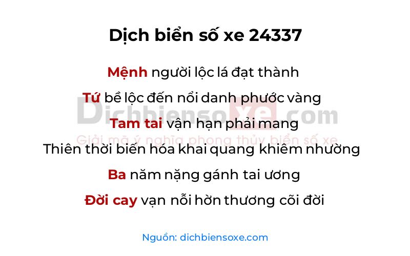 Dịch thơ biển số 24337