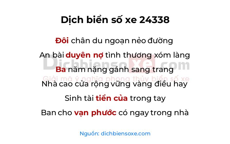 Dịch thơ biển số 24338