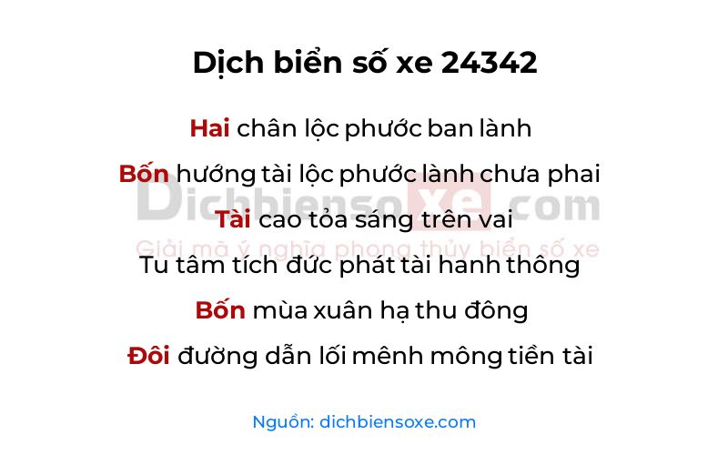 Dịch thơ biển số 24342