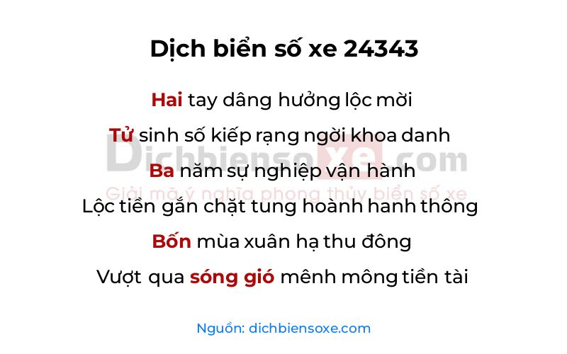 Dịch thơ biển số 24343