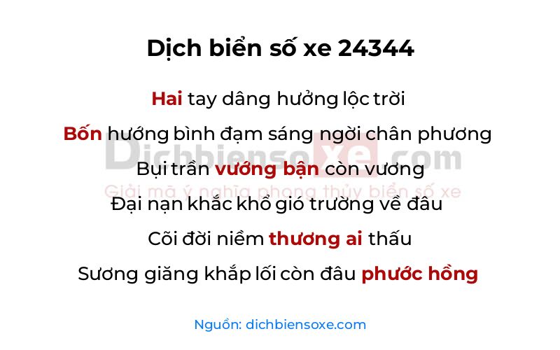 Dịch thơ biển số 24344