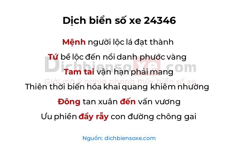 Dịch thơ biển số 24346