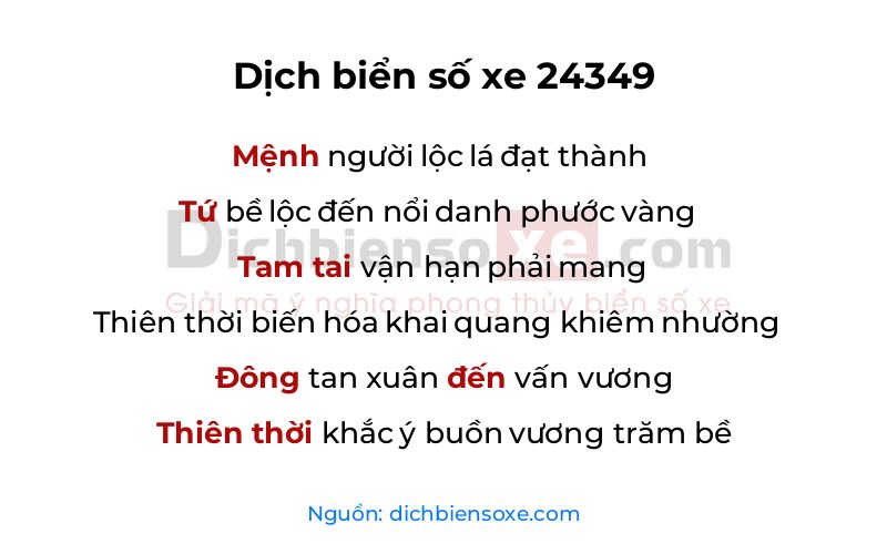 Dịch thơ biển số 24349