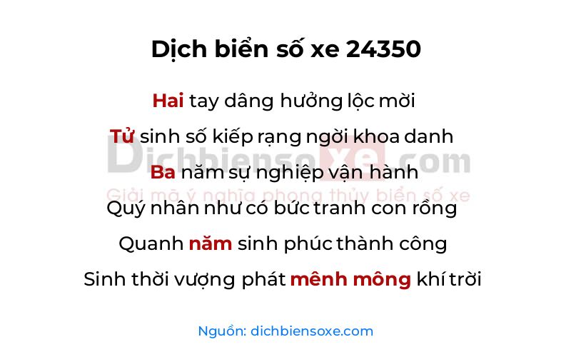 Dịch thơ biển số 24350