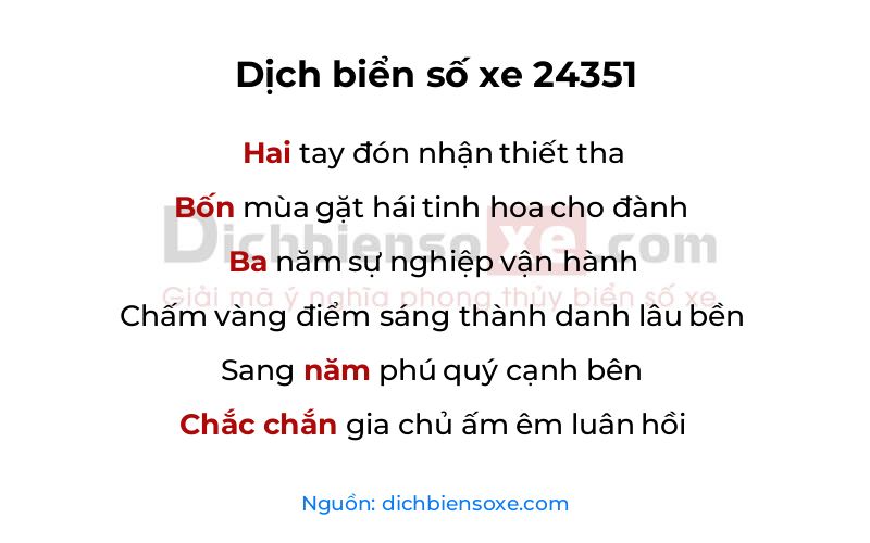 Dịch thơ biển số 24351