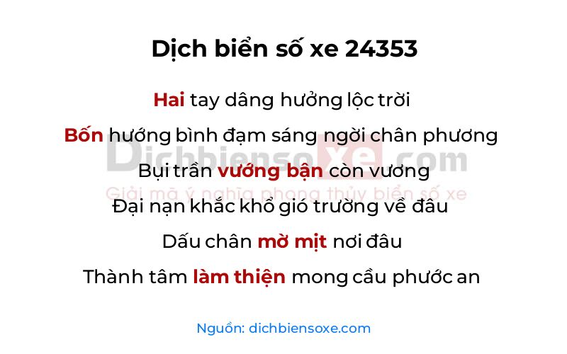 Dịch thơ biển số 24353