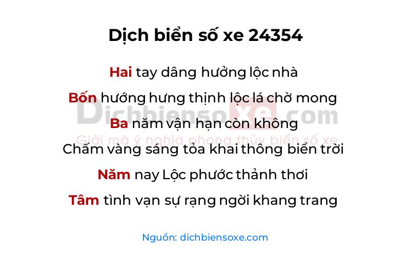 Dịch thơ biển số 24354