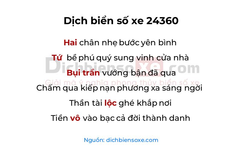 Dịch thơ biển số 24360
