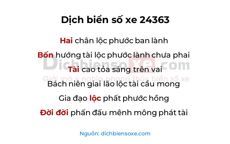Dịch thơ biển số 24363