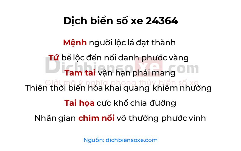 Dịch thơ biển số 24364