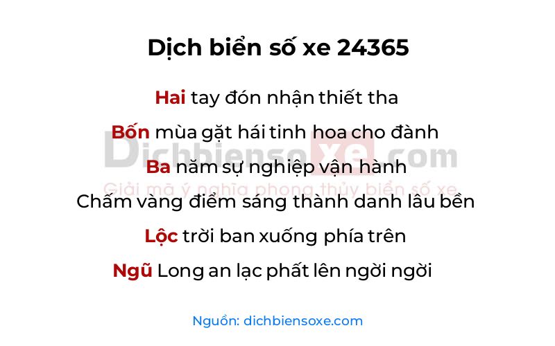 Dịch thơ biển số 24365