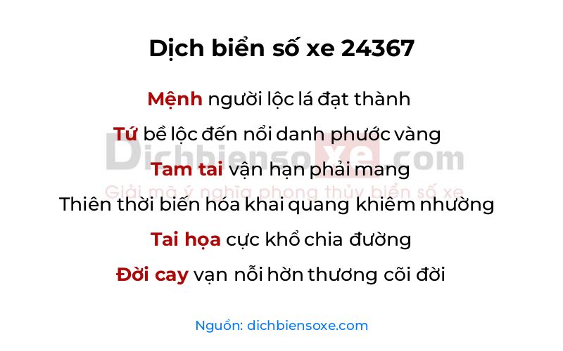 Dịch thơ biển số 24367