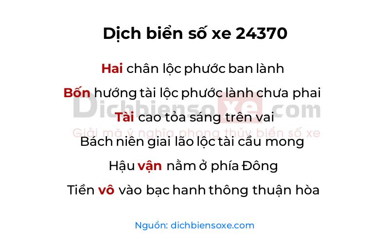 Dịch thơ biển số 24370