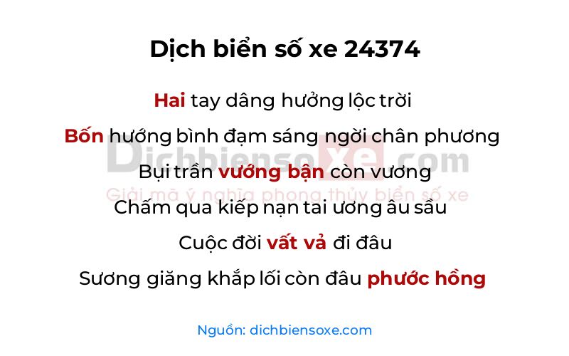 Dịch thơ biển số 24374