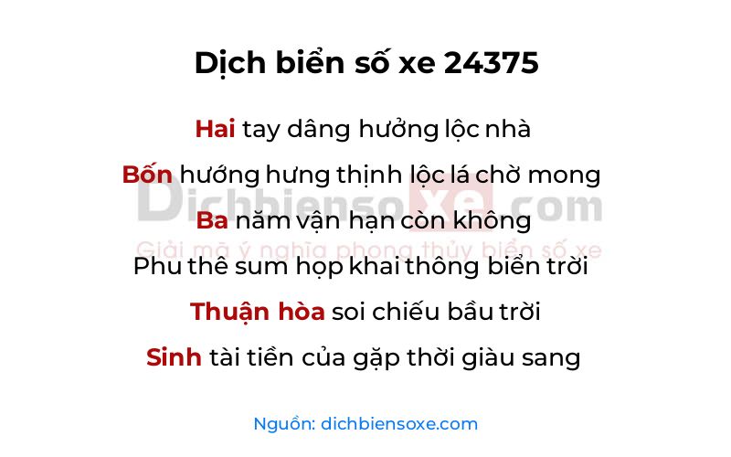 Dịch thơ biển số 24375