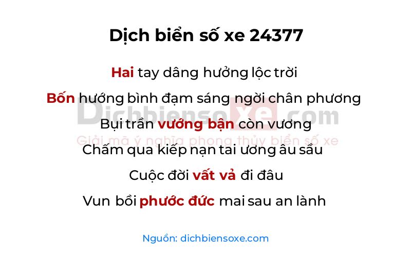 Dịch thơ biển số 24377