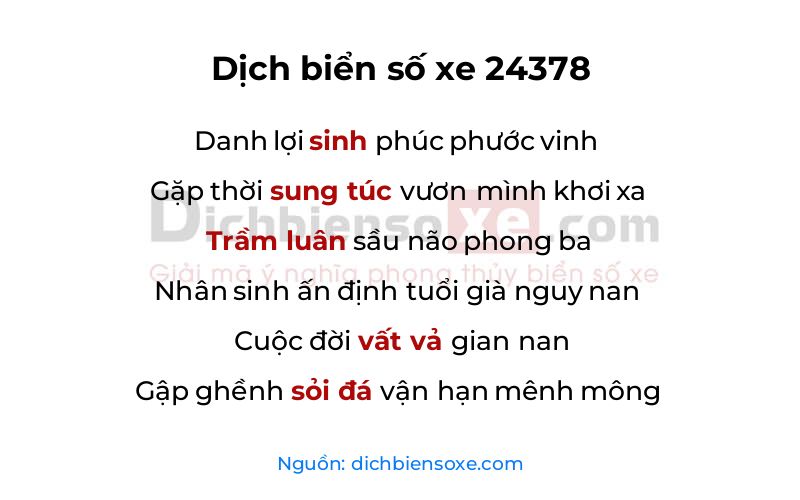 Dịch thơ biển số 24378