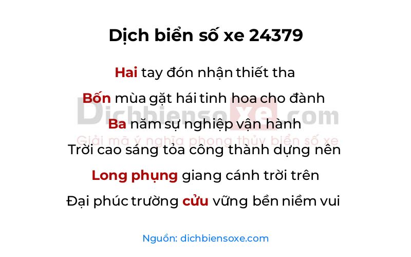 Dịch thơ biển số 24379