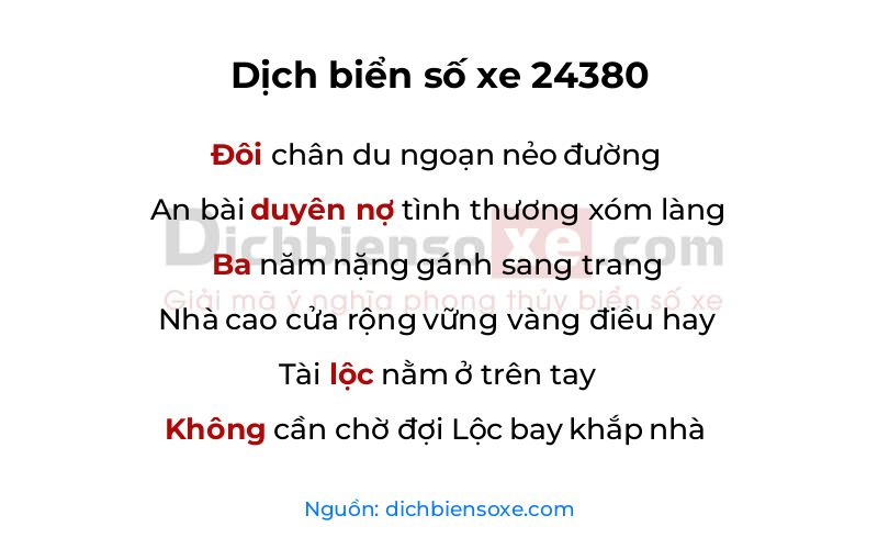 Dịch thơ biển số 24380