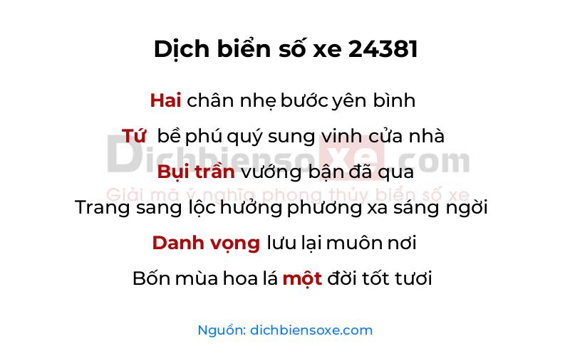 Dịch thơ biển số 24381