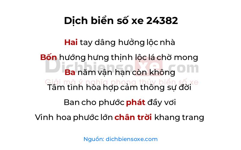 Dịch thơ biển số 24382