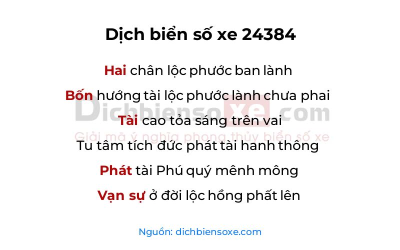 Dịch thơ biển số 24384