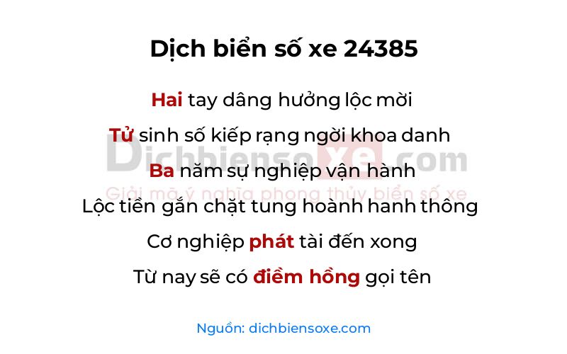 Dịch thơ biển số 24385