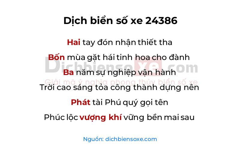 Dịch thơ biển số 24386