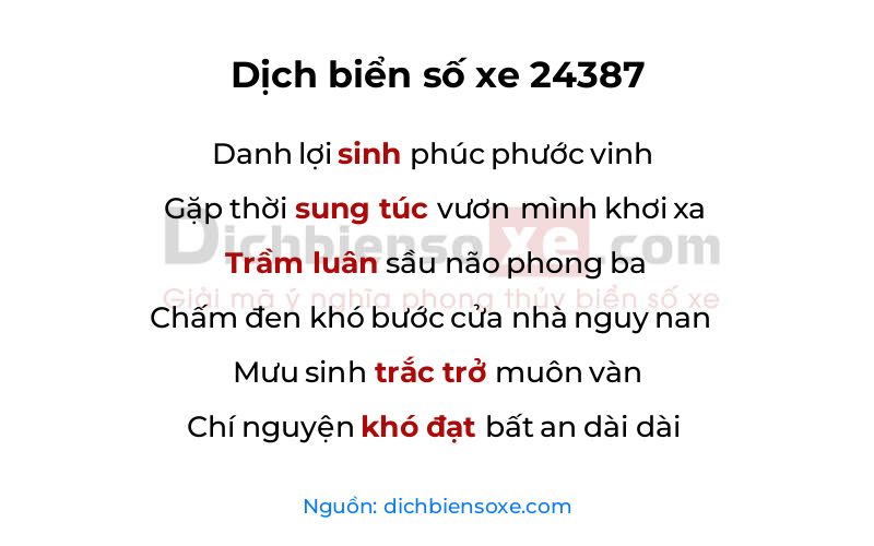 Dịch thơ biển số 24387
