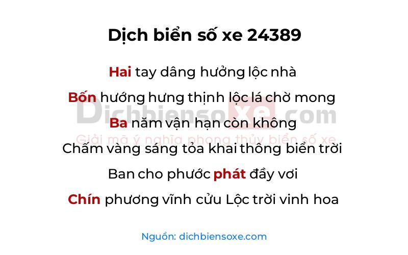 Dịch thơ biển số 24389
