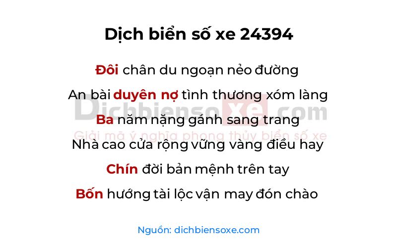 Dịch thơ biển số 24394